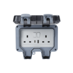 Double Outdoor Weatherproof 2 Gang Switched Socket With USB-A & USB-C - IP66