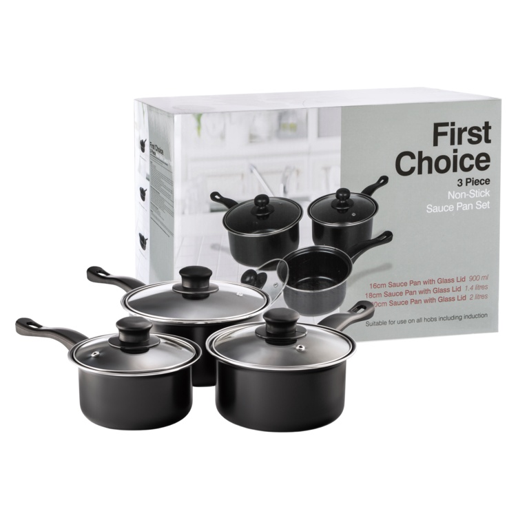 First Choice Non-Stick Sauce Pan Set - 3 Piece