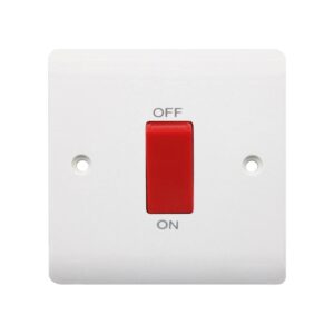 1 Gang Double Pole Cooker Switch - 45amp - Square