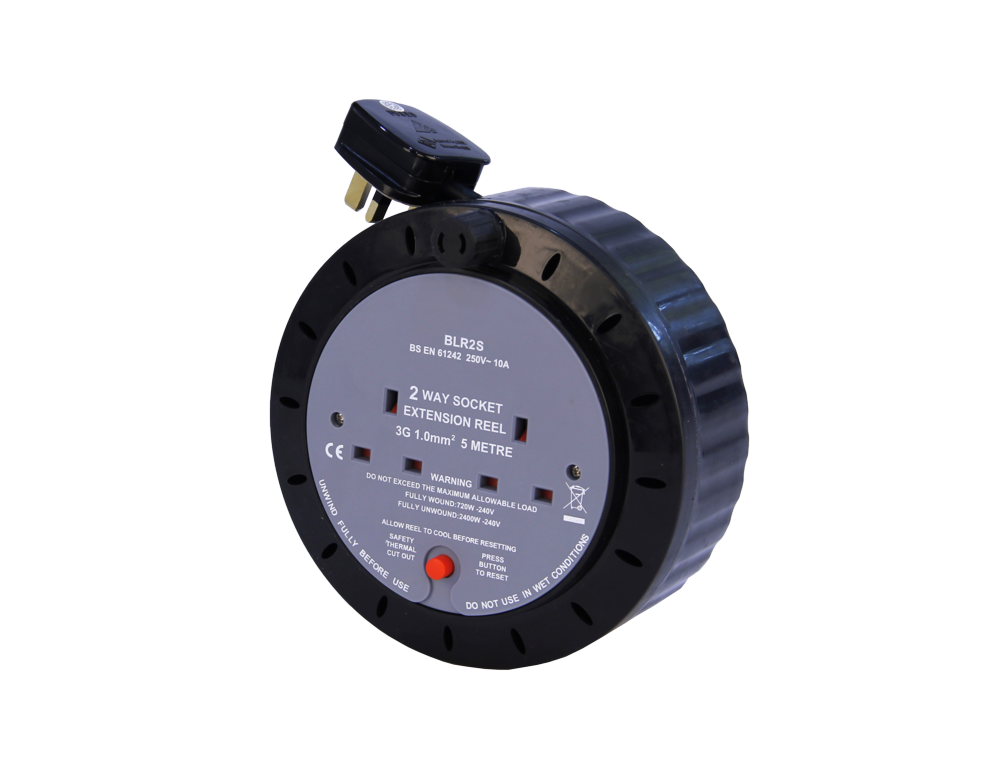 2 Socket Extension Reel - 10 Amp 5m