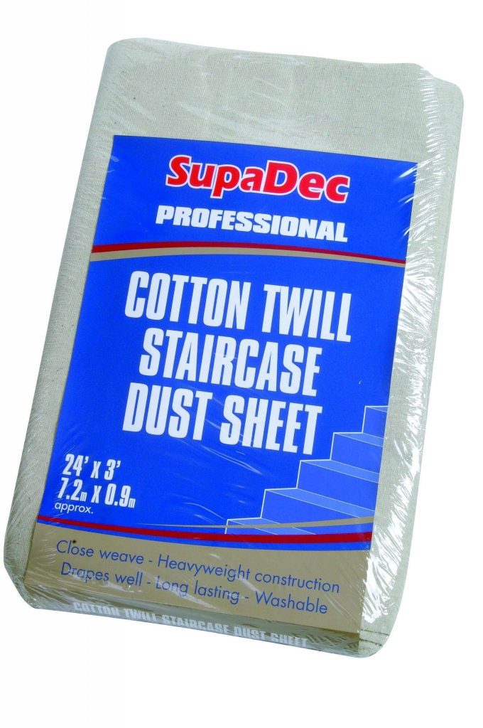 Cotton Twill Staircase Dust Sheet - 24' x 3' (7.3m x 0.9m) approx