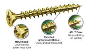 Woodscrews With Yellox Coating - Box 200 3.5mm x 30mm