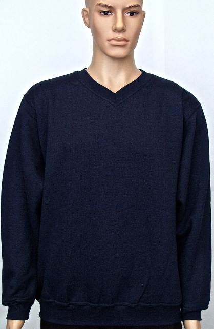 Heavyweight Navy V-Neck Sweatshirt - L