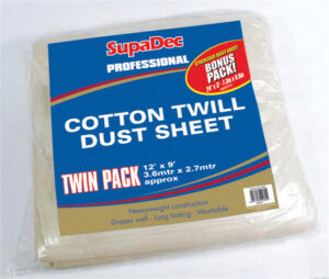 Pro Cotton Twill Dust Sheets Twin Pack - 12' x 9' (3.6m x 2.7m) approx