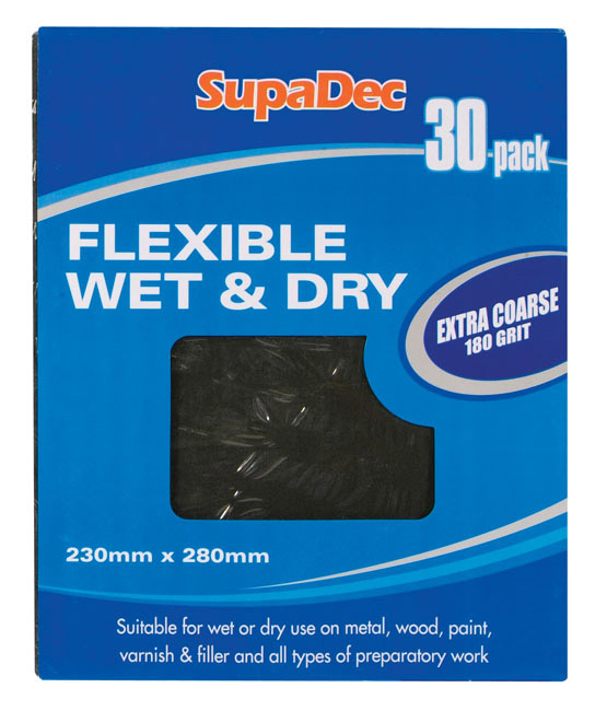 Flexible Wet & Dry Paper - Extra Coarse 180 Grade Pack 30