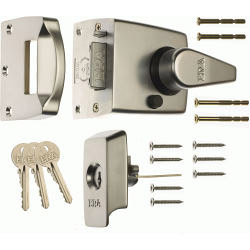 BS High Security Nightlatch 60mm - Finish: Polished Chrome Body - Chrome Cylinder