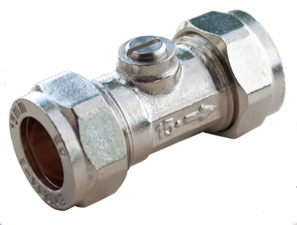 Compression Isolating Valve - Slotted 15 x 15mm Chrome