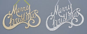 Glitter Merry Christmas Sign - Gold/Silver 35cm